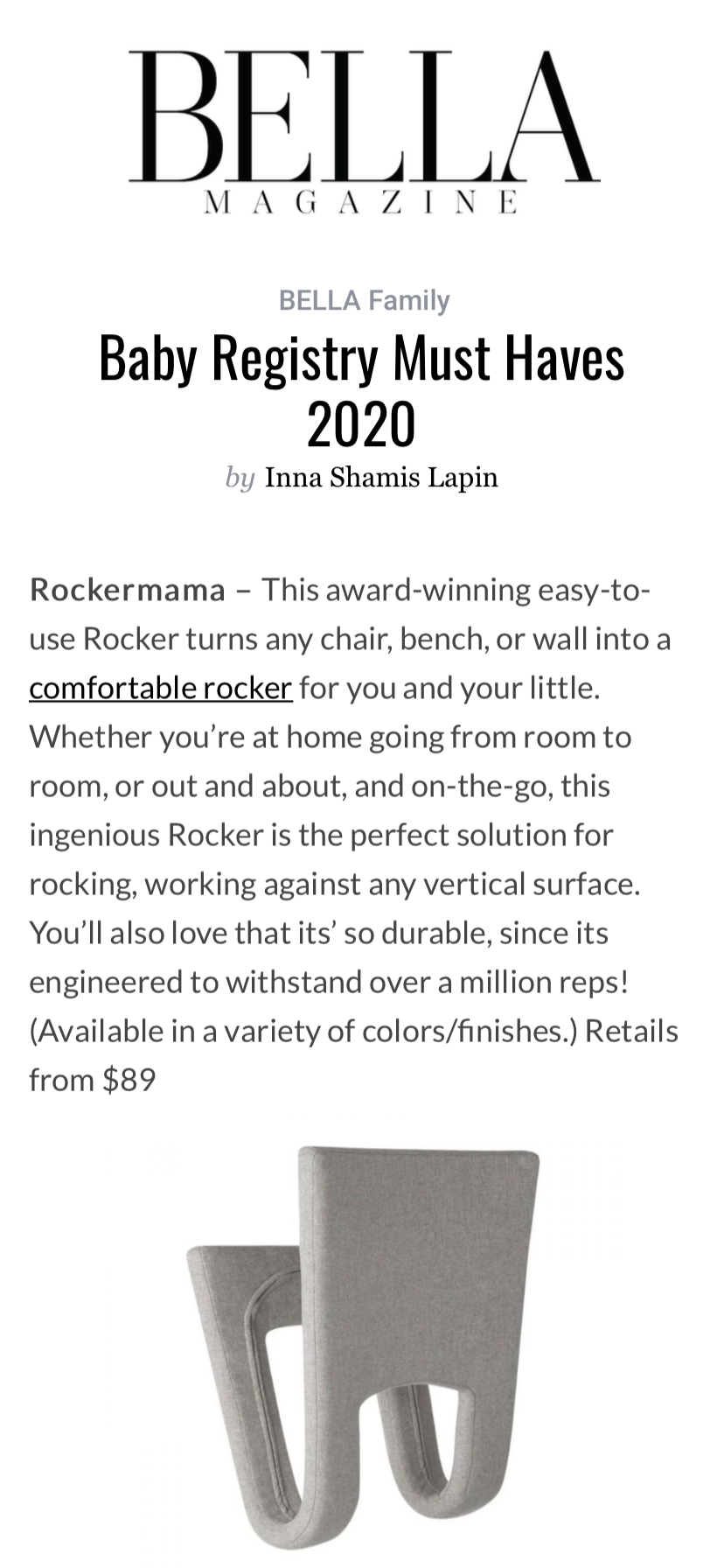 "This ingenious rocker is the perfect solution for rocking..."