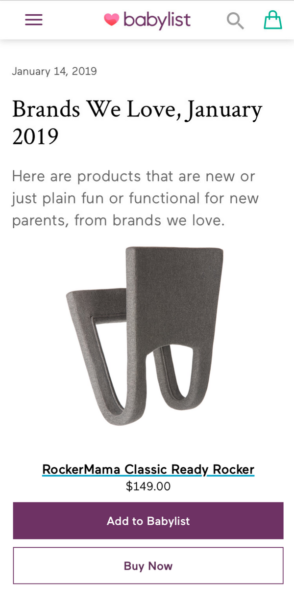 RockerMama Featured in Babylist's Brands We Love